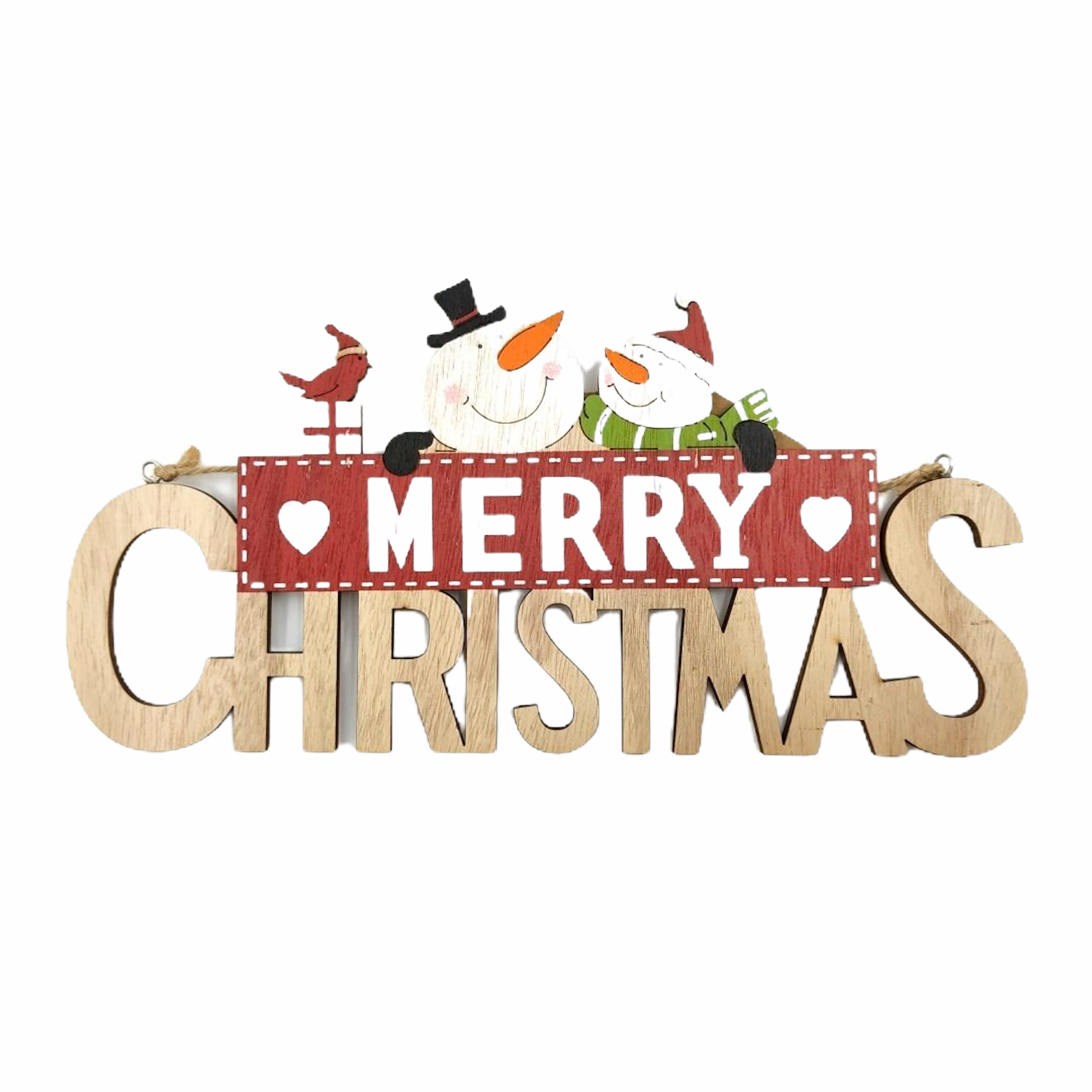 Χριστουγεννιάτικη Κρεμαστή Ταμπέλα Merry Christmas Χιονάνθρωπος 26,5x13,4cm
