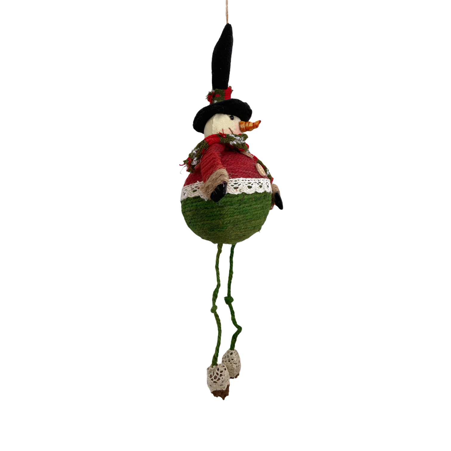 Χριστουγεννιάτικο Στολίδι Χιονάνθροπως Κόκκινος-Πράσινος Μακριά Πόδια 35cm