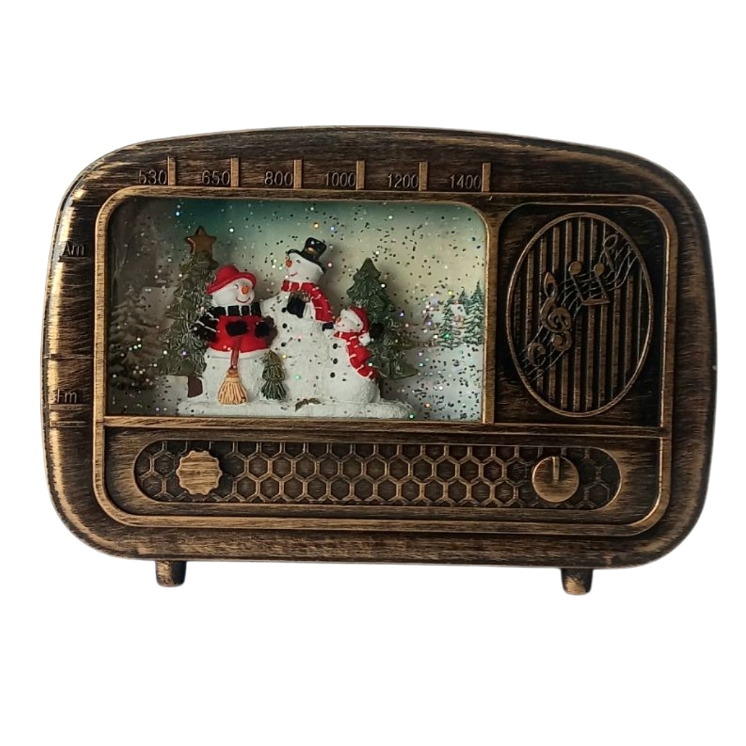 Χριστουγεννιάτικη Χιονόμπαλα Ραδιόφωνο Χιονάνθρωποι Φωτιζόμενο 21,7x6,2x14cm