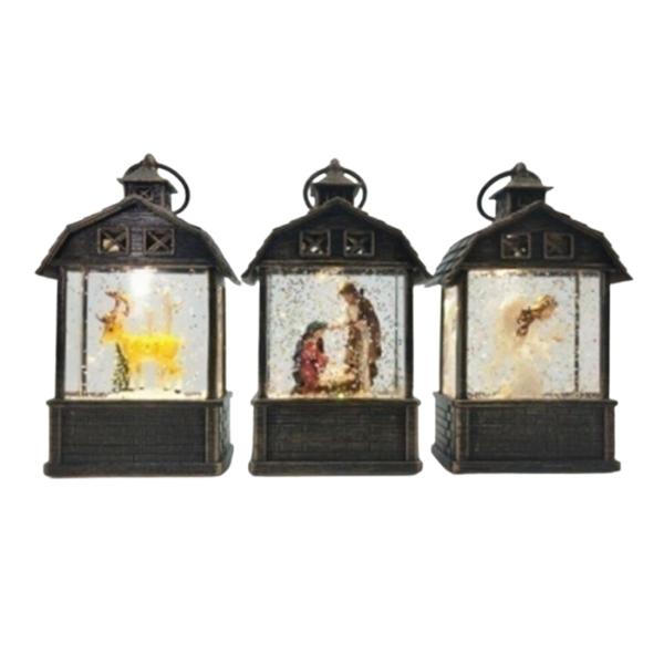 Χριστουγεννιάτικη Χιονόμπαλα Αχυρώνας 4 Σχέδια 13,5x8x4,5cm