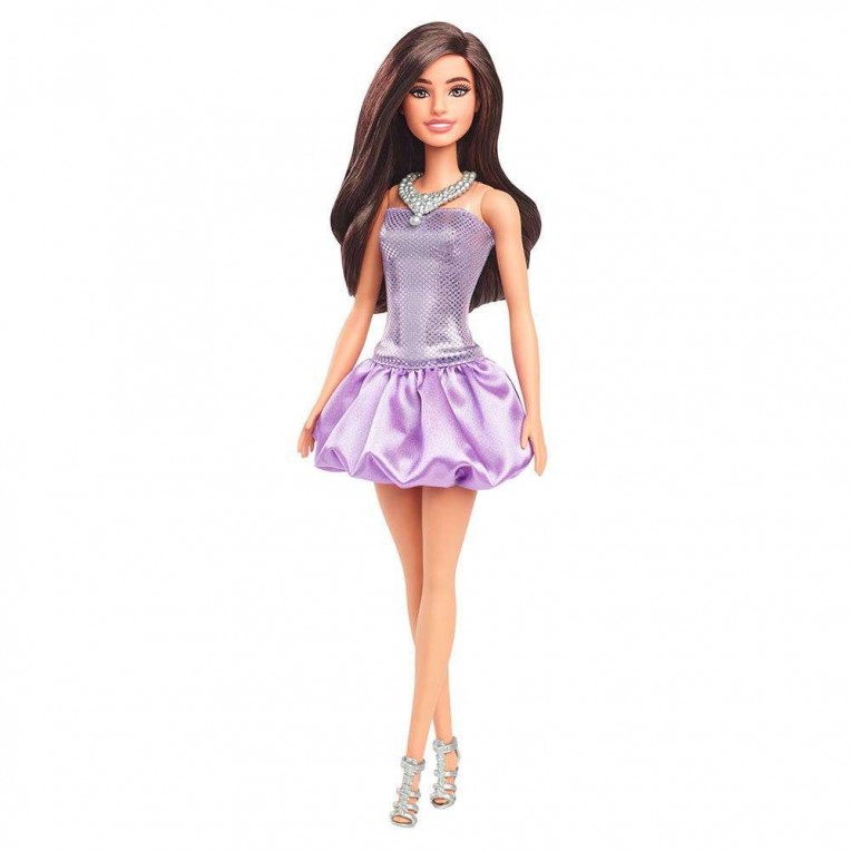 Barbie Fashionistas Κούκλα Μελαχρινή με Μωβ Αστραφτερό Φόρεμα (HYT92)