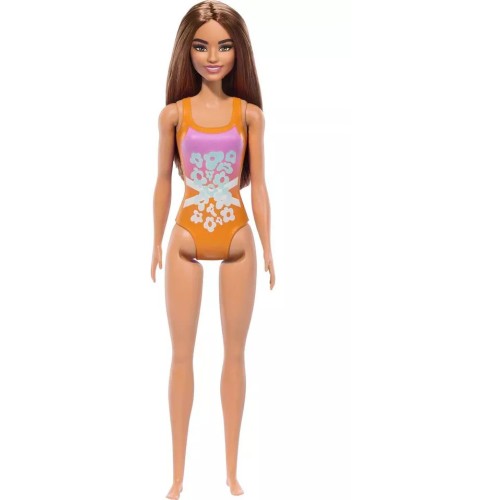 Mattel Barbie Κούκλα Με Καστανά Μαλλιά & Πορτοκαλί Μαγιό (DWJ99/HXX50)