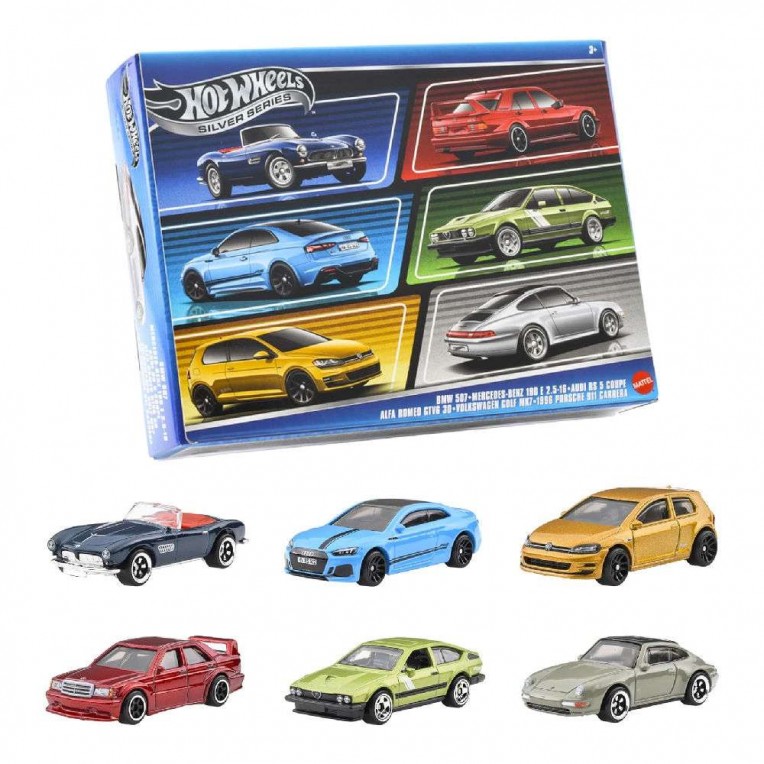 Hot Wheels Silver Series Σετ με 6 Αυτοκινητάκια Die-Cast Euro Style (JBY79)