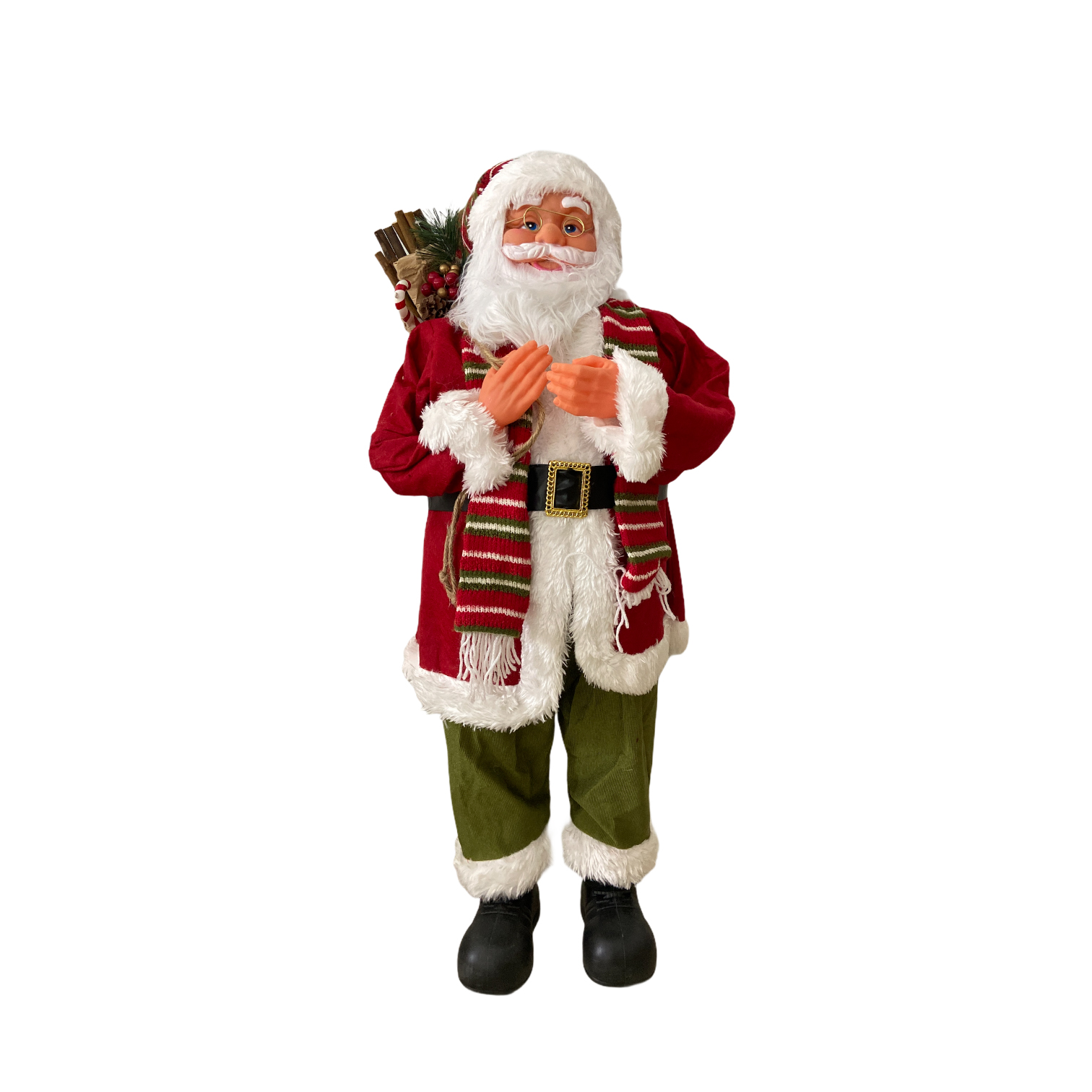 Χριστουγεννιάτικος Αληθοφανής Άη Βασίλης Κόκκινος-Πράσινος Ζακάρ Σκούφος 1m