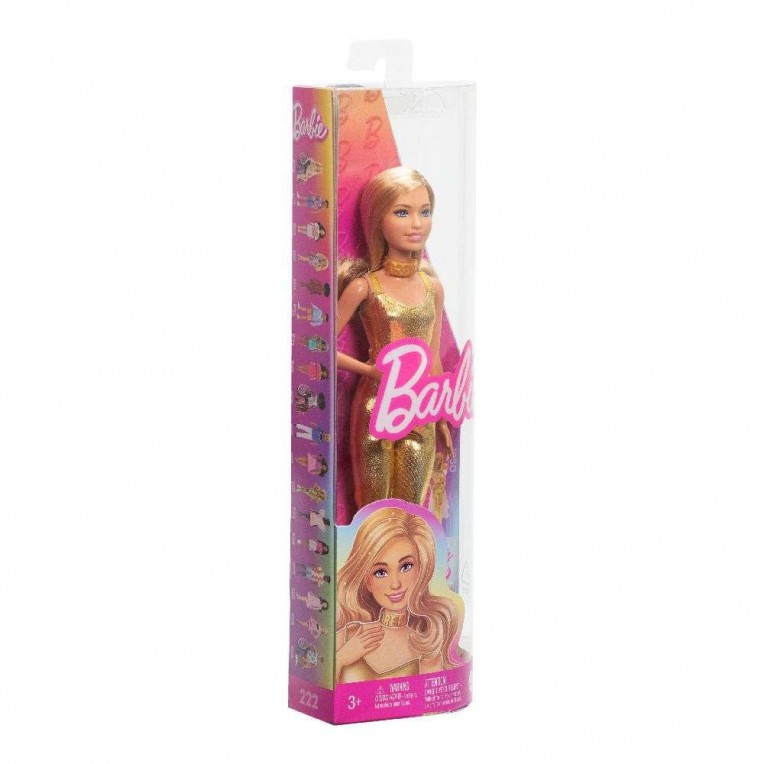 Barbie Fashionistas Κούκλα με Ξανθά Μαλλιά και Ολόσωμη Χρυσή Φόρμα (HRH19)