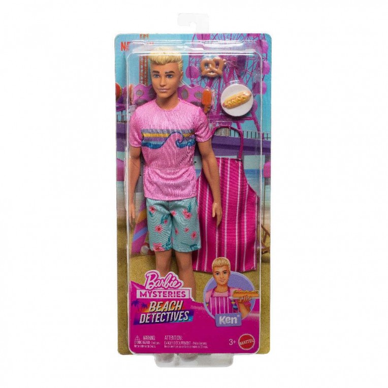 Barbie Mysteries Beach Detectives Κούκλα Ken σε Signature Outfit με Αξεσουάρ Μαγειρικής (JFV65)