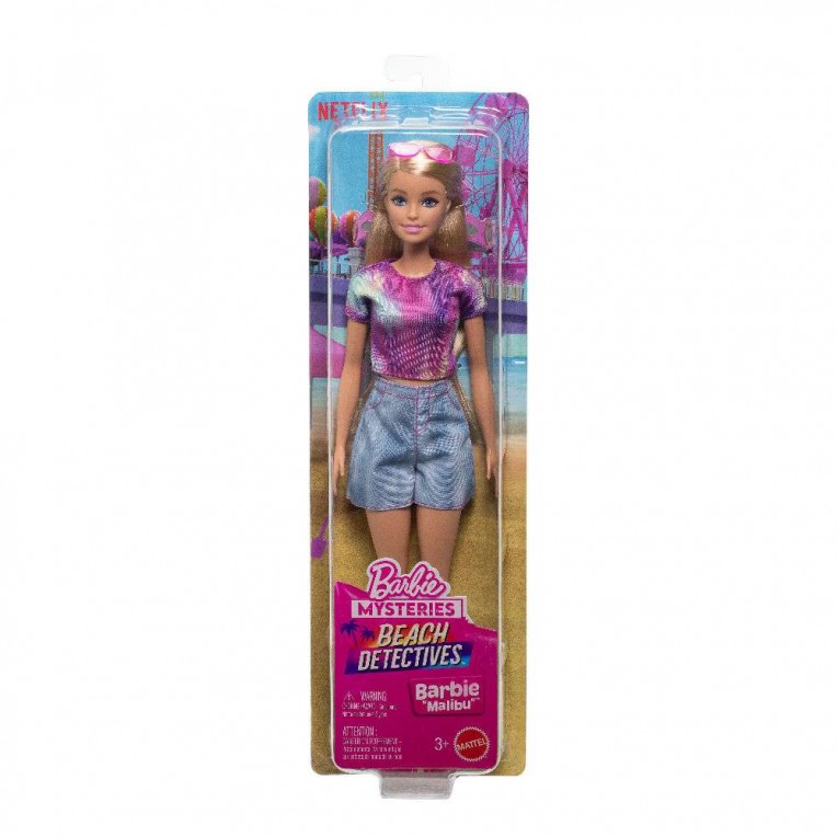 Barbie Mysteries Beach Detectives Κούκλα Malibu σε Signature Outfit με αξεσουάρ (JFV63)