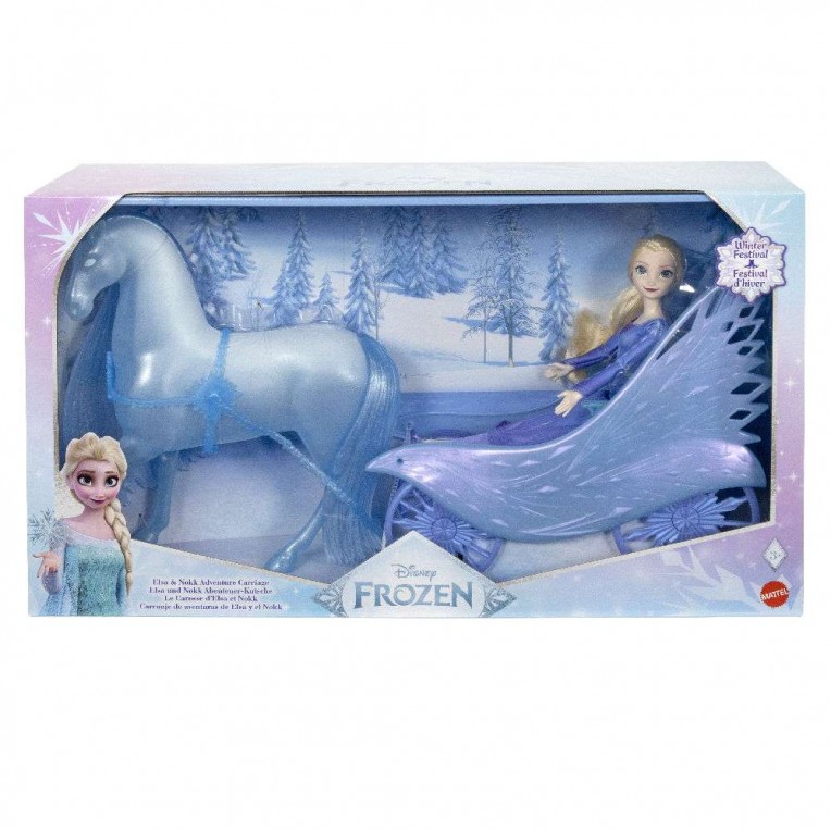 Disney Frozen Κούκλα Έλσα και Nokk με Άμαξα (JBG56)