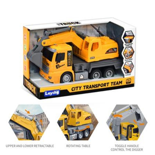 Δομικό Όχημα Εκσκαφέας Friction Με Ήχο Και Φως 25cm 2 Χρώματα