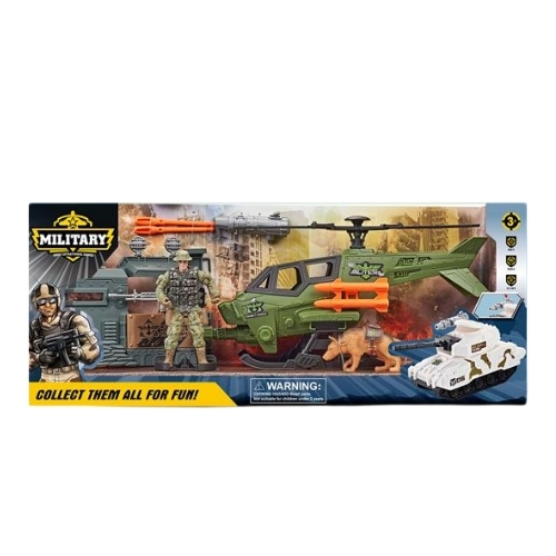 Φιγούρα Στρατιώτης Με Ελικόπτερο Με Εκτοξευτή, Σκύλο Και Εξοπλισμό
