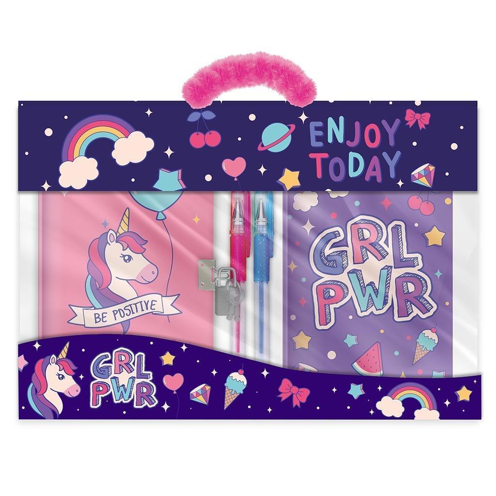 Ημερολόγιo με Κλειδαριά, Σημειωματάριο και 2 Στυλό Gel Must Unicorn GRL PWR (000586108)