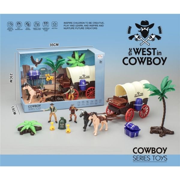 Καουμπόικη Άμαξα Με 2 Φιγούρες & Αξεσουάρ 12τμχ