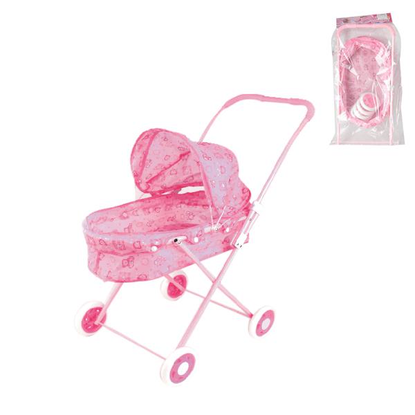 Καρότσι Κούκλας Port Bebe Με Ροζ Φραουλίτσες