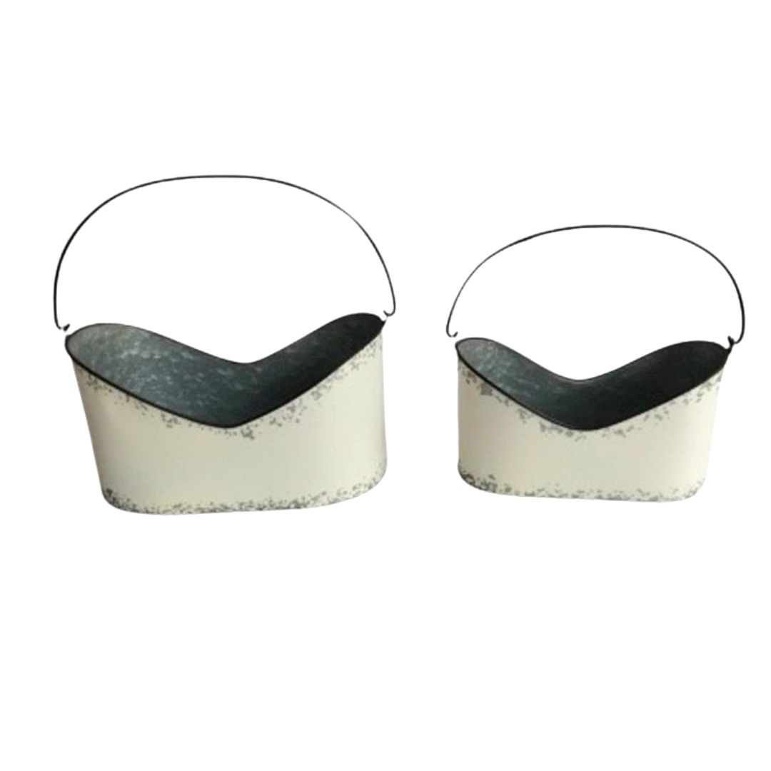 Κασπώ Μεταλλικό Μακρόστενο V Λευκό Με Χερούλι 29.5Χ14Χ18cm