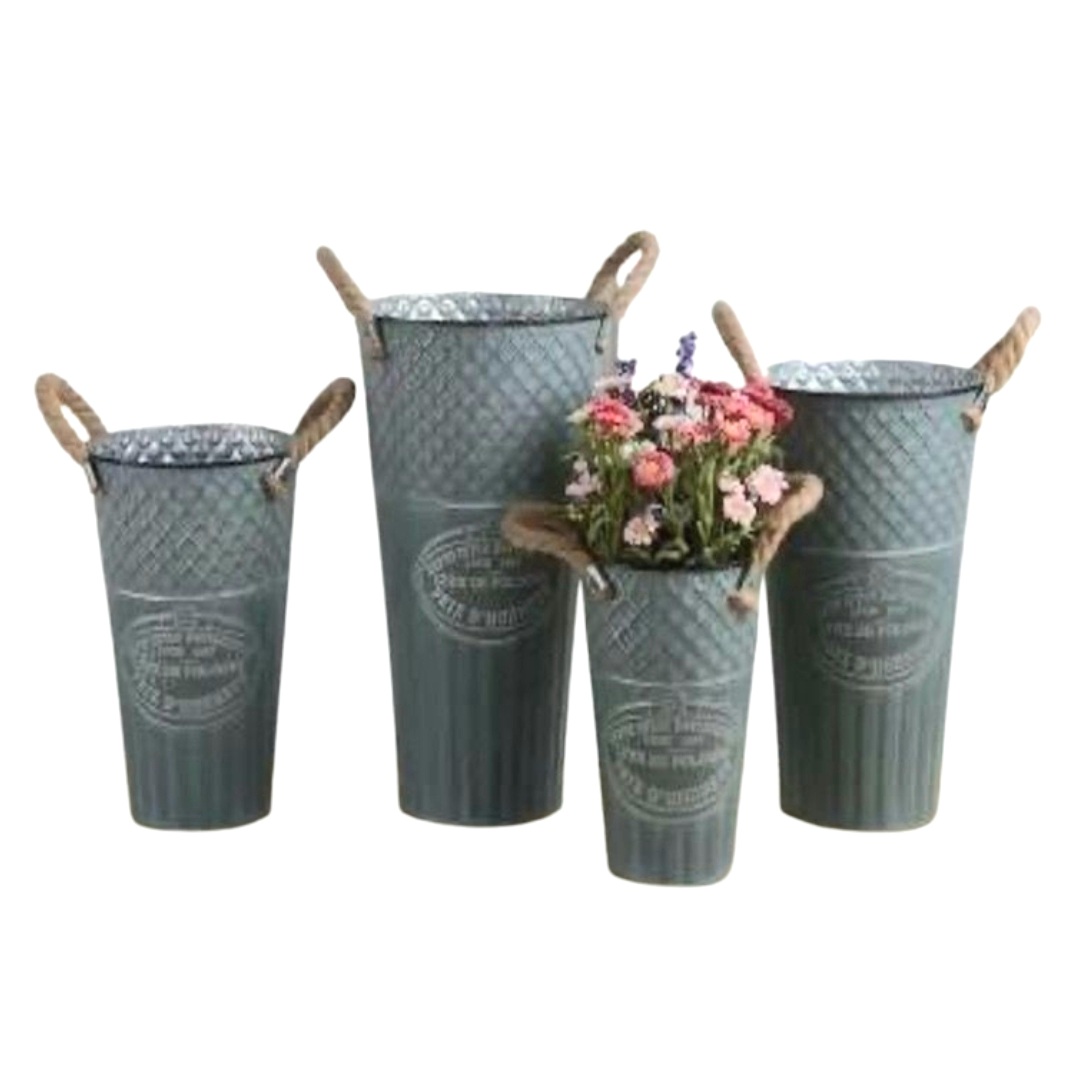 Κασπώ Μεταλλικό Ψηλό Γκρί Με Χερούλι 18.5Χ30Χ12cm