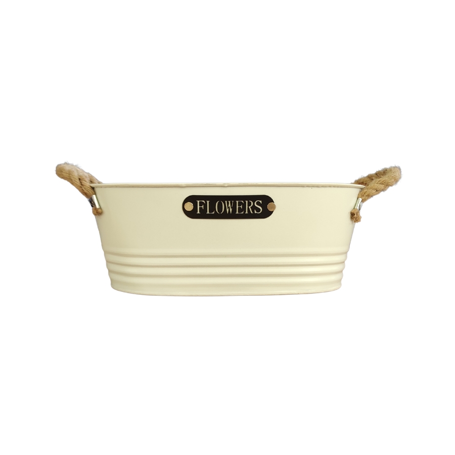 Κασπώ Οβάλ Μεταλλικό Σετ Λευκό 26x16x10cm