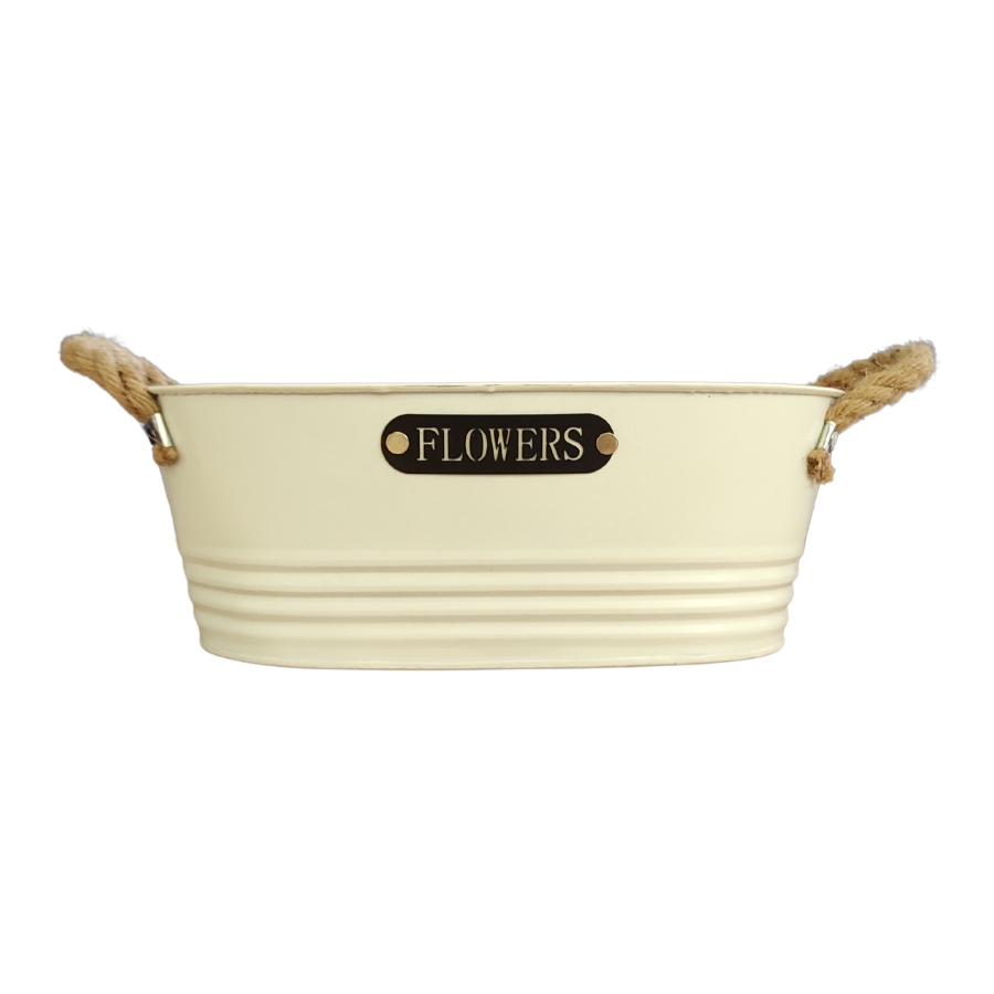 Κασπώ Οβάλ Μεταλλικό Σετ Λευκό 30X19X11cm