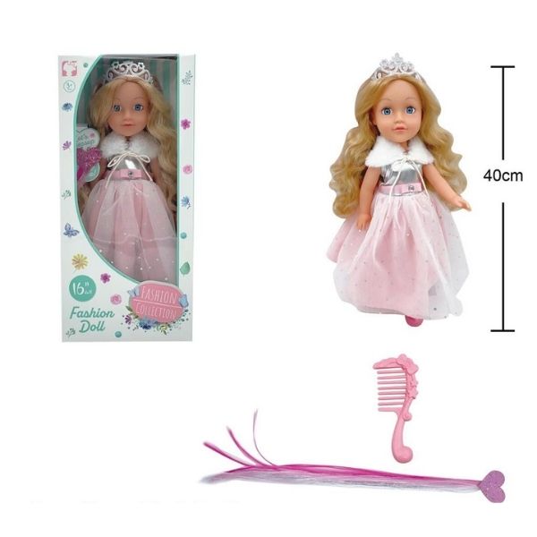 Κούκλα 40cm Με Τούλινο Φόρεμα, Τιάρα & Αξεσουάρ Μαλλιών