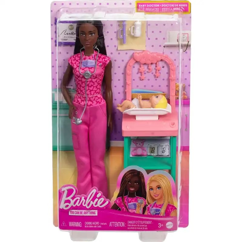 Mattel Barbie Baby Doctor Doll Παιδίατρος Μελαχρινή (JCR71/JCR73)