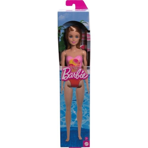 Mattel Barbie Κούκλα Beach Pink Palm Tree-Print Swimsuit (DWJ99/HXX48)