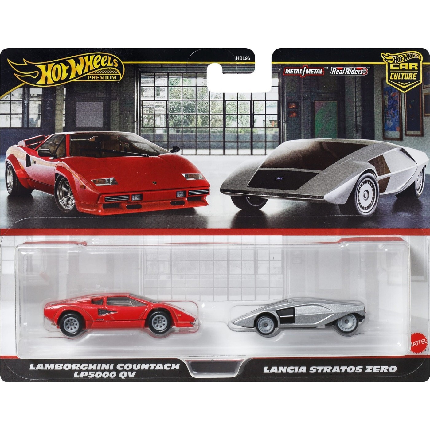 Mattel Hot Wheels Hw Premium - Σετ Των 2 Lamborghini Countach LP5000QV Lancia Stratos Zero (HBL96/JBL02)