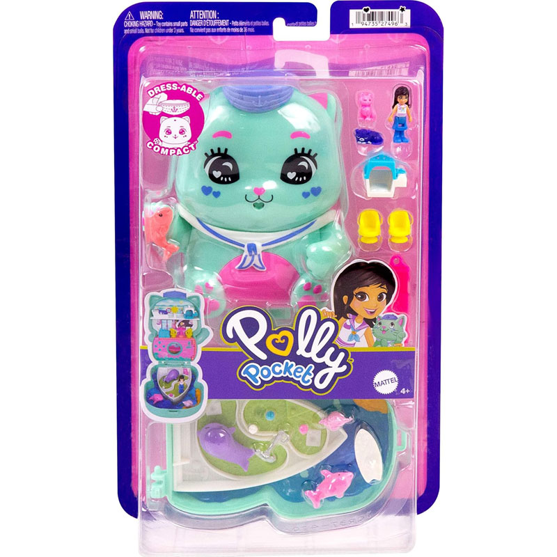 Mattel Polly Pocket and Adventures Compact Play Set Ο κόσμος της Polly Sail Kitty Compact (JFG56/JCR37)