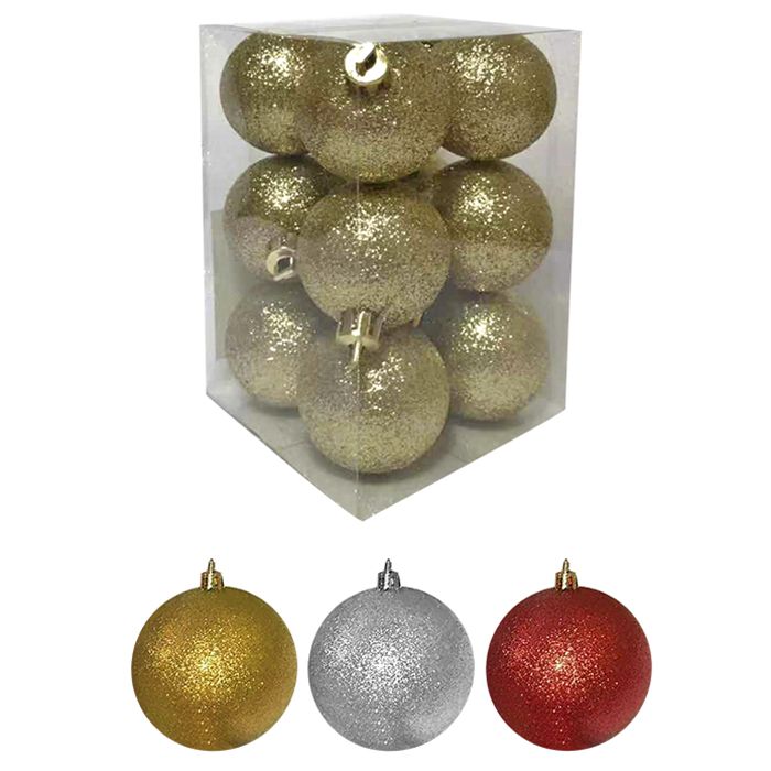 Μπάλα Glitter Κόκκινη Πακέτο12τεμ Φ4 4cm