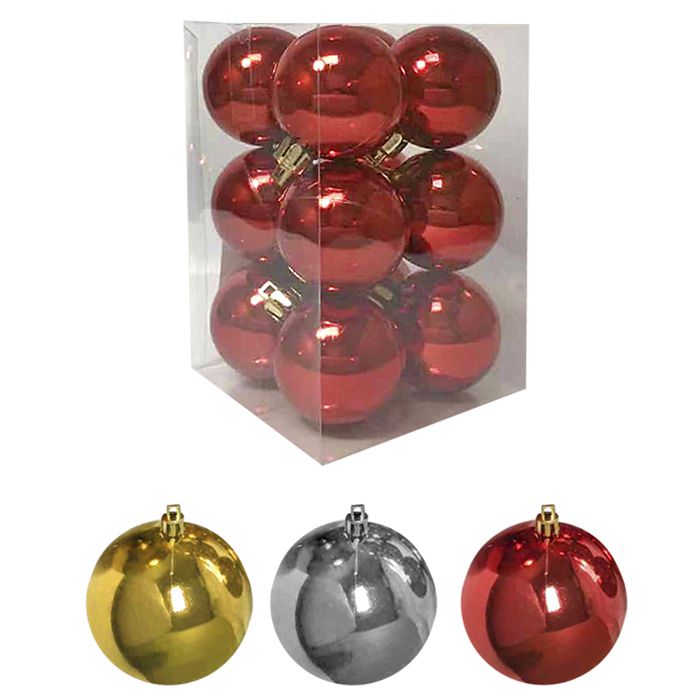 Μπάλα Γυαλιστερή Κόκκινη  Πακέτο 12τεμ 4cm