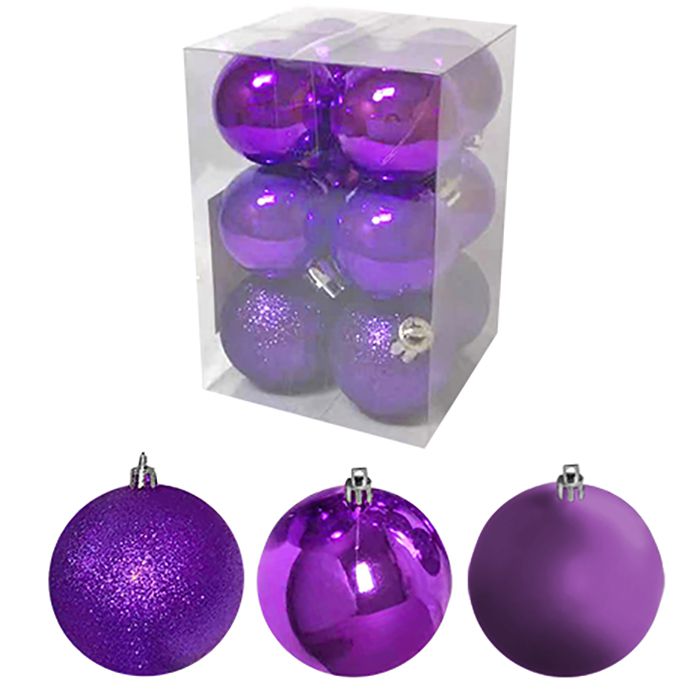 Μπάλες Μωβ Μιξ Πακέτο=6τεμ 8cm