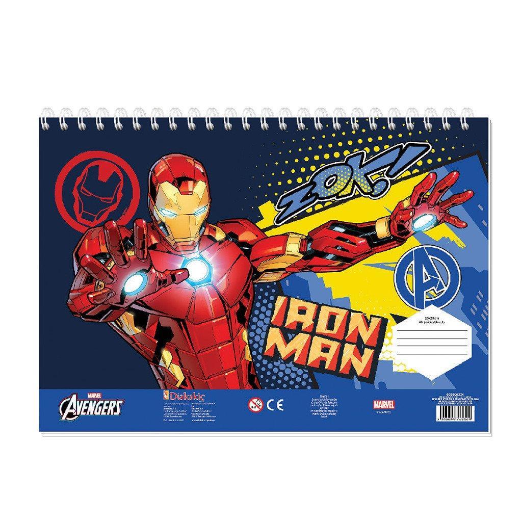 Μπλοκ Ζωγραφικής Iron Man Αυτοκόλλητα Στένσιλ 23×33 40 Φύλλων 2 Σχέδια (000506304)