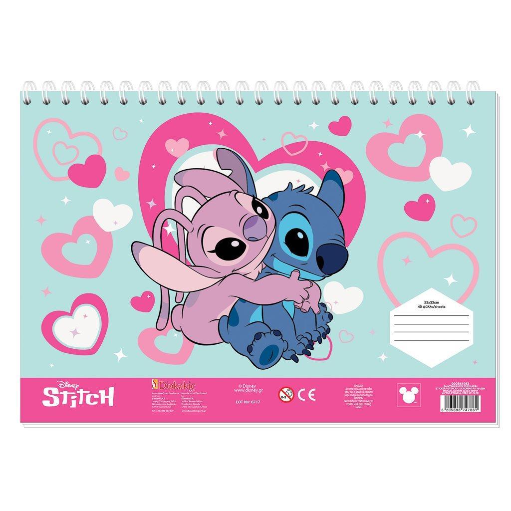 Μπλοκ Ζωγραφικής Lilo & Stitch 23X33 40 Φύλλων Με Αυτοκόλλητα Στένσιλ-2 Σχέδια-1Τμχ (000564983)