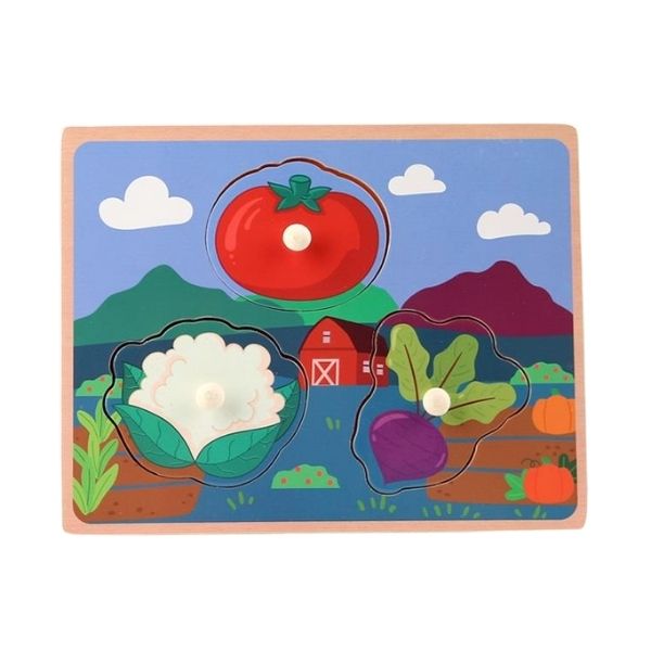 Παζλ Ξύλινη Καρτέλα Με Λαχανικά 3τμχ 22x17cm