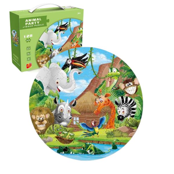 Παζλ Στρόγγυλο Πάρτι Ζώων 128τμχ