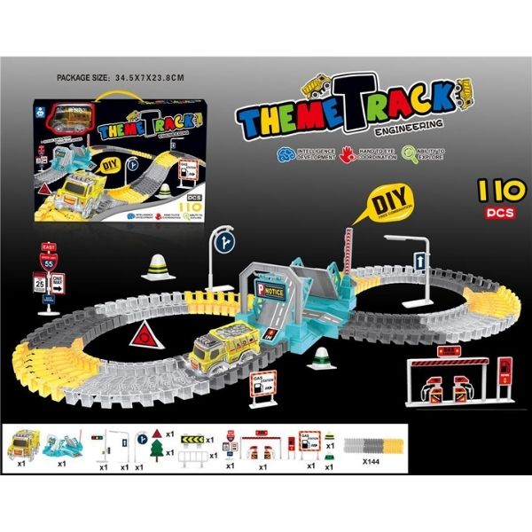 Πίστα Αυτοκινητόδρομου Με Όχημα Και Αξεσουάρ 110τμχ