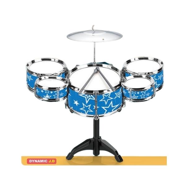 Σετ Ντραμς Επιμεταλλωμένο Με 5 Τύμπανα, Πιατίνι Και Μπαγκέτες