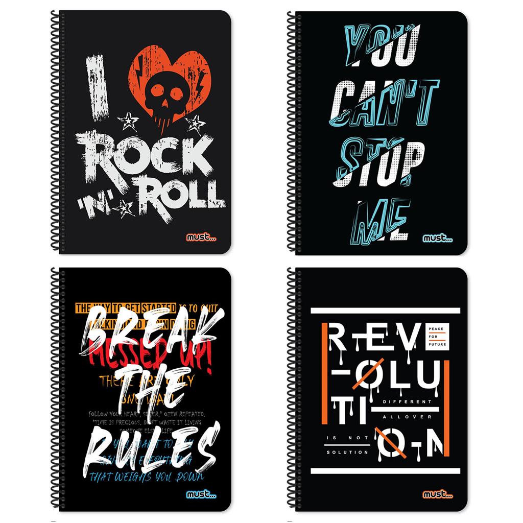 Τετράδιο Σπιράλ 17x25 Must Revolution 4 Θέματα 120 Φύλλα 4 Σχέδια (000584651)
