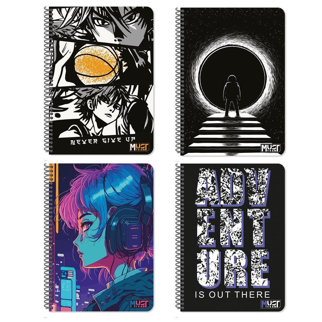 Τετράδιο Σπιράλ Α4 Must Team Rock Με 3 Θέματα, 90 Φύλλα Σε 4 Σχέδια (000586603)