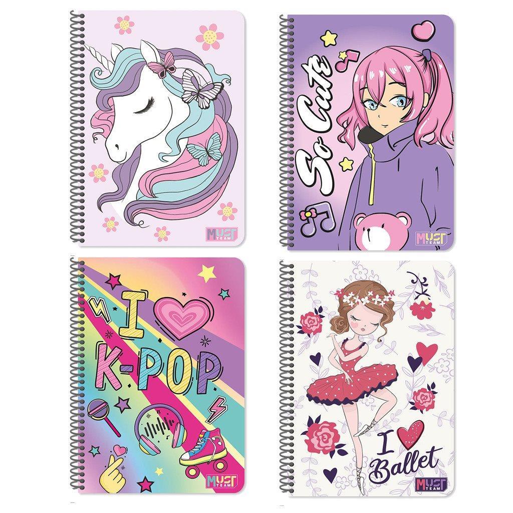 Τετράδιο Σπιράλ Ριγέ Must Team Rainbow A4 30 Φύλλων Διάφορα Σχέδια (000586562)