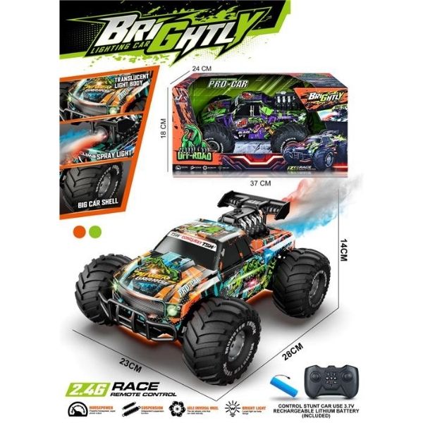 Τηλεκατευθυνόμενο Όχημα Off-Road Graffiti 28cm Με Καπνό, Ήχο & Φως 2.4GHz 2 Χρώματα