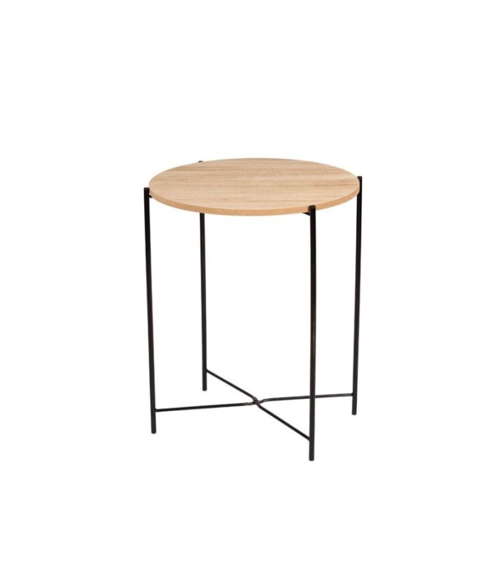 TnS Τραπέζι Βοηθητικό Πτυσσόμενο Μεταλλικό με Ξύλο Φυσικό 47x47x51εκ. (33-950-2399)