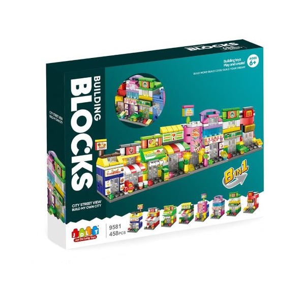 Τουβλάκια Δρόμος Με Καταστήματα 8Σε1 458τμχ