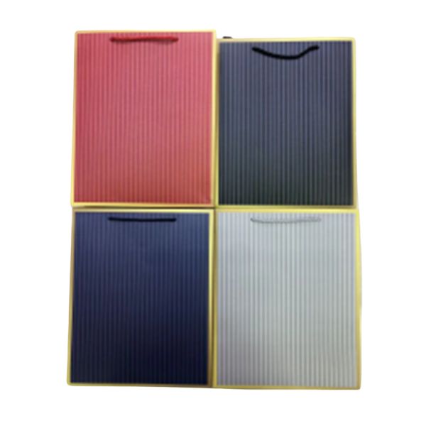 Τσάντα Δώρου Χάρτινη Μονόχρωμη Ριγέ 4 Χρώματα 31x12x42cm