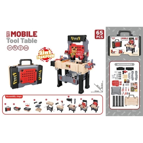 Βαλιτσάκι-Πάγκος Εργασίας Με Εργαλεία 65τμχ 46x17x35cm