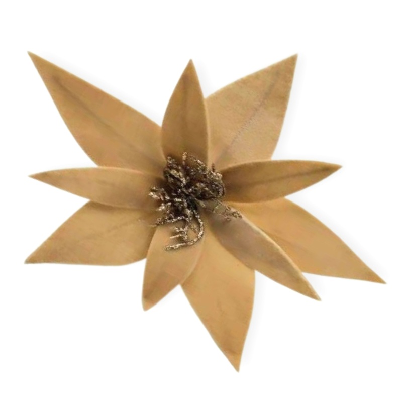 Χρισουγεννιάτικο Διακοσμητικό Λουλούδι Μπέζ Βελουτέ 25cm