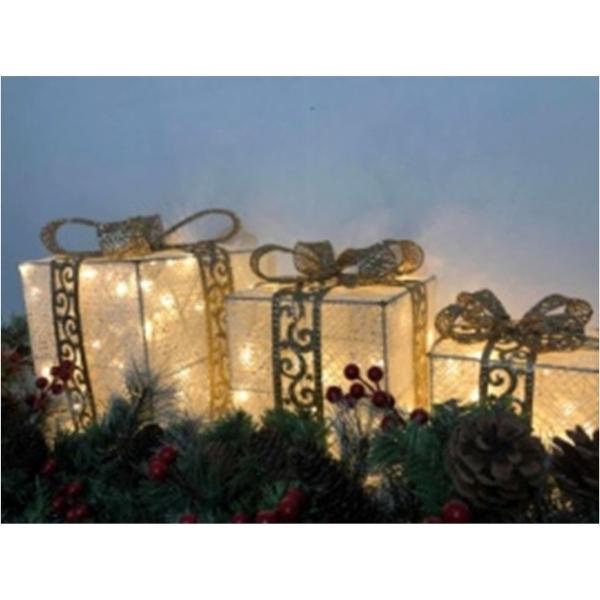 Χριστουγεννιάτικα Διακοσμητικά Δώρα Μεταλλικά 3τμχ 2 Χρώματα 15-20-25cm