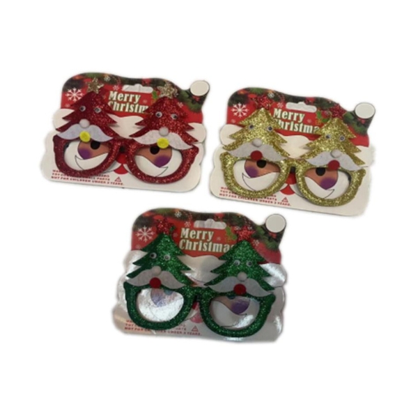 Χριστουγεννιάτικα Γυαλιά Με Δέντρα & Glitter Διάφορα Χρώματα 15x12cm