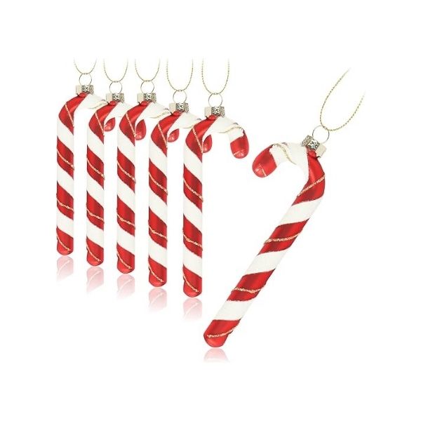 Χριστουγεννιάτικα Στολίδια Δέντρου Σετ Μπαστουνάκια Κόκκινο-Άσπρο 15cm 4τμχ