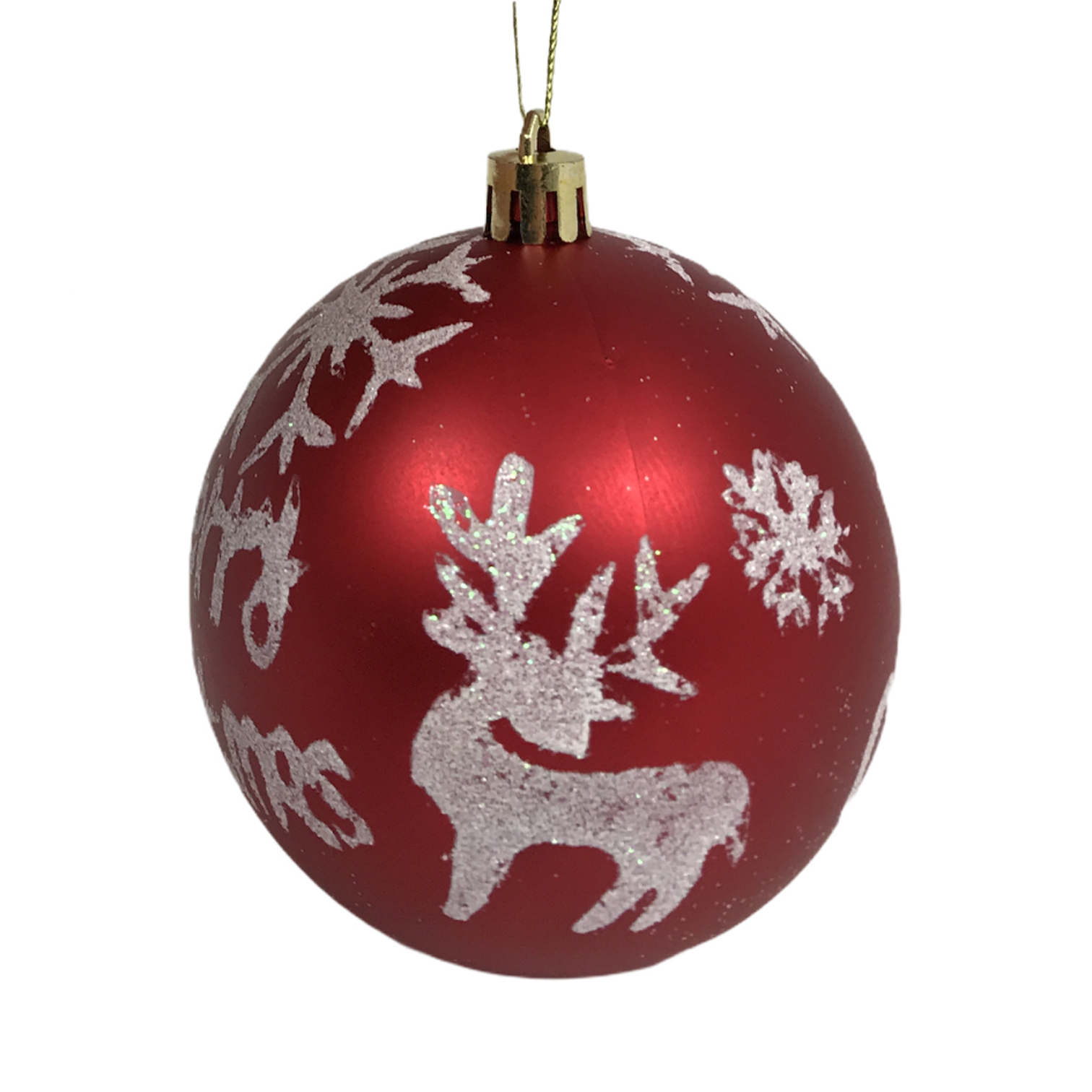 Χριστουγεννιάτικη Μπάλα Κόκκινη Merry Christmas Νιφάδα/Τάρανδος 8cm 2 Σχέδια