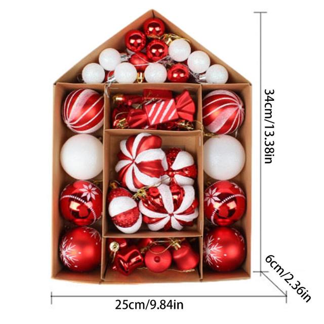 Χριστουγεννιάτικες Μπάλες & Στολίδια Σετ Κόκκινα Άσπρα Ματ Γυαλιστερά 56τμχ