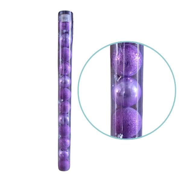 Χριστουγεννιάτικες Μπάλες Σετ Ροζ Γυαλιστερές Glitter Σχέδια 7cm 12τμχ